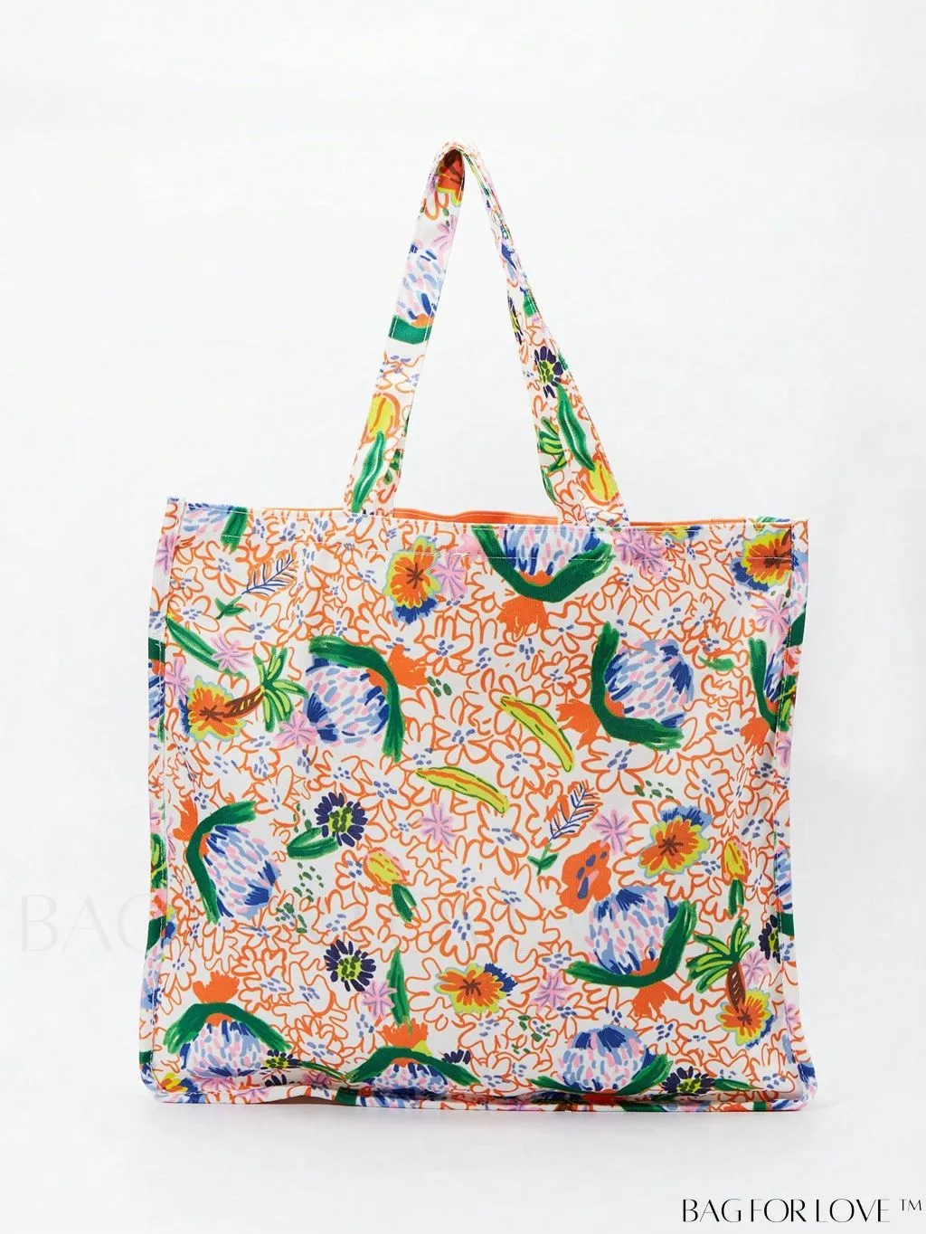 BagForLove - Canvas Shopper Bag: Spacious Figure Graphic Design with Large Capacity