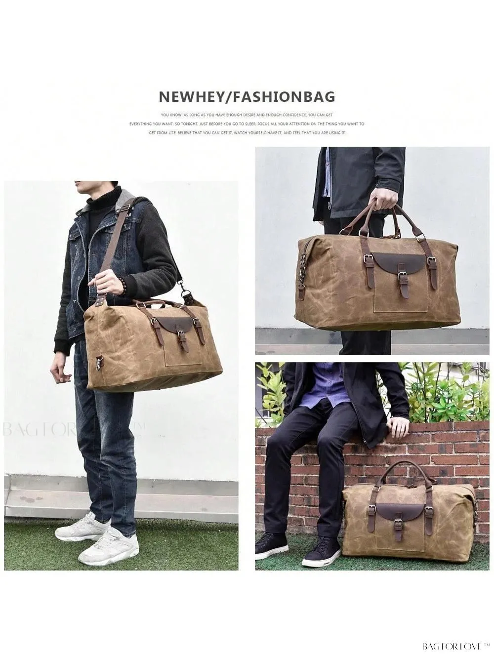 BagForLove - Spacious Weekender Carryon Bag Genuine Leather Travel Organizer