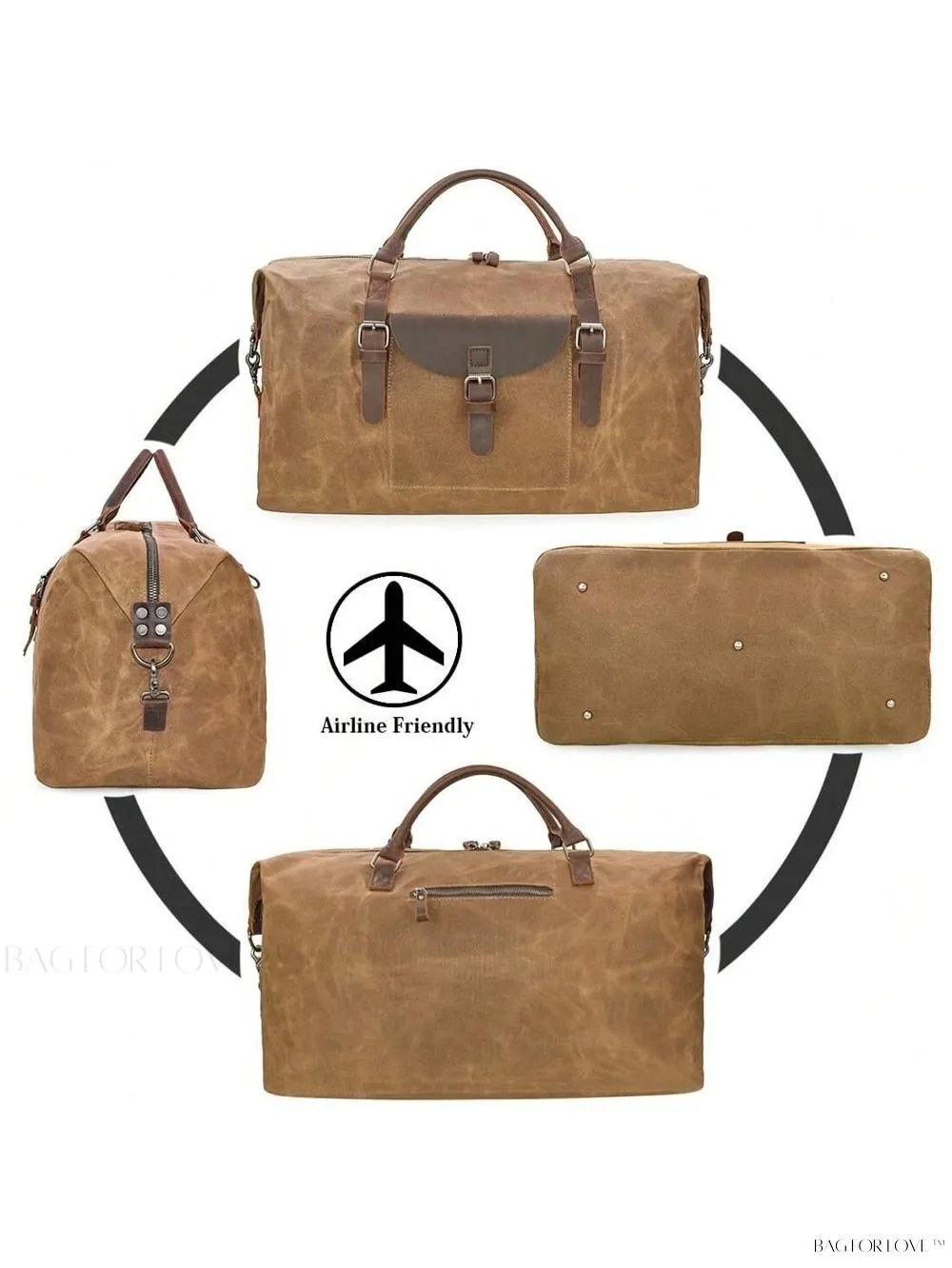 BagForLove - Spacious Weekender Carryon Bag Genuine Leather Travel Organizer