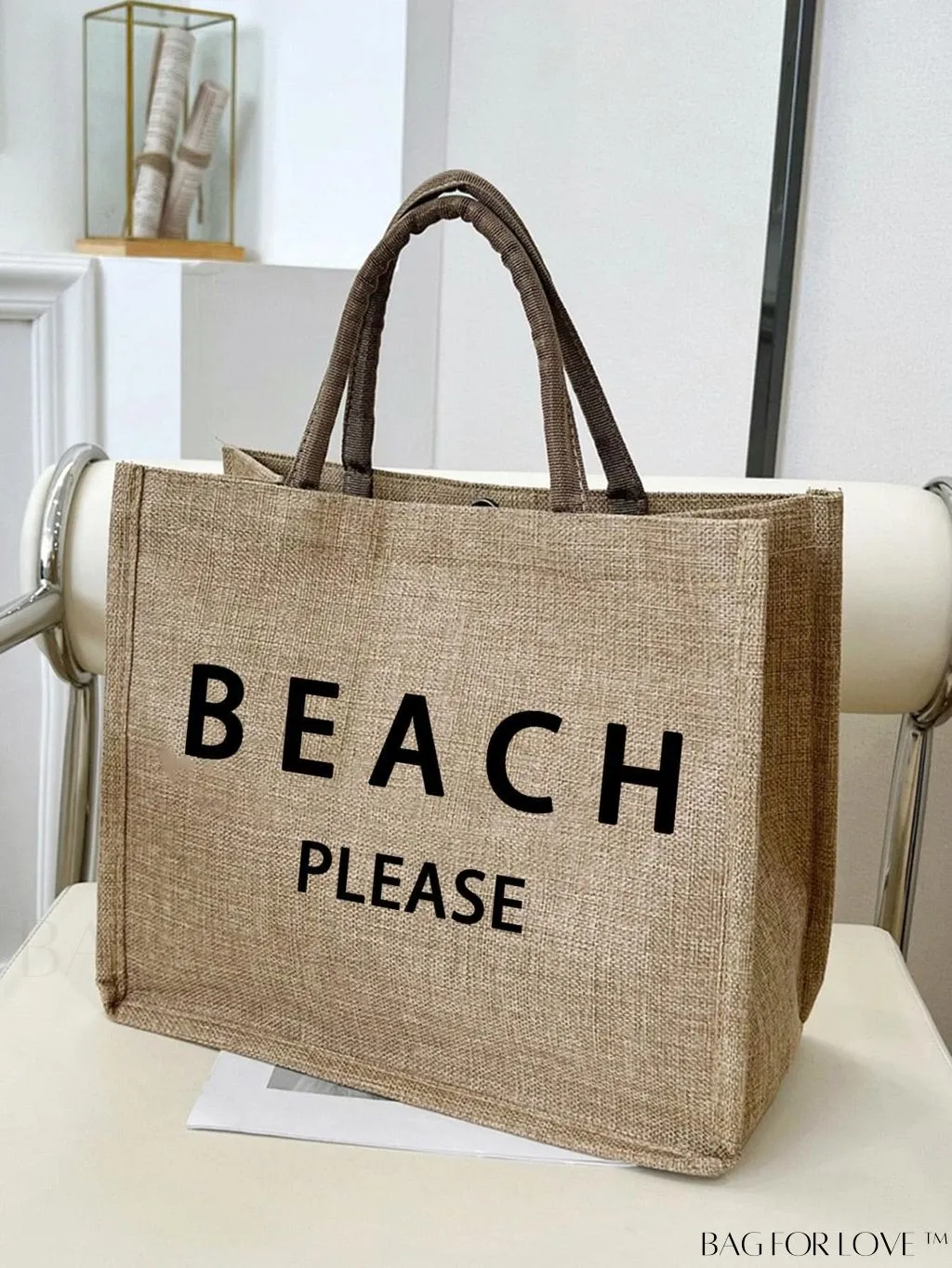 BagForLove - Stylish Woven Straw Beach Bag: Graphic Design, Large Capacity, Ideal for Womens Swim, Shopping, and Travel