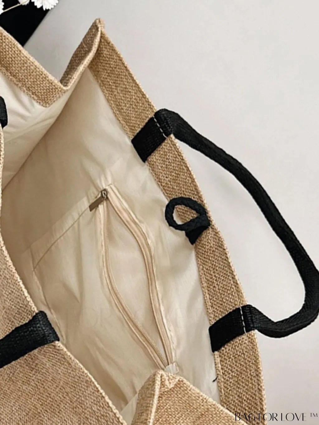 BagForLove - Stylish Woven Straw Beach Bag: Graphic Design, Large Capacity, Ideal for Womens Swim, Shopping, and Travel