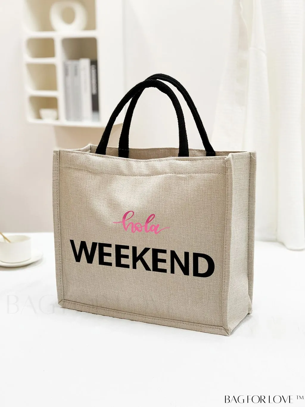 BagForLove - Stylish Woven Straw Beach Bag: Graphic Design, Large Capacity, Ideal for Womens Swim, Shopping, and Travel
