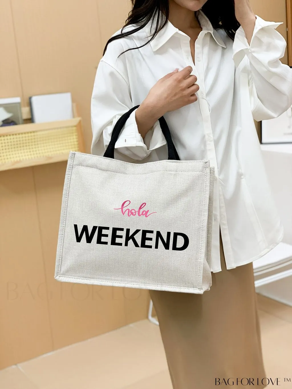 BagForLove - Stylish Woven Straw Beach Bag: Graphic Design, Large Capacity, Ideal for Womens Swim, Shopping, and Travel