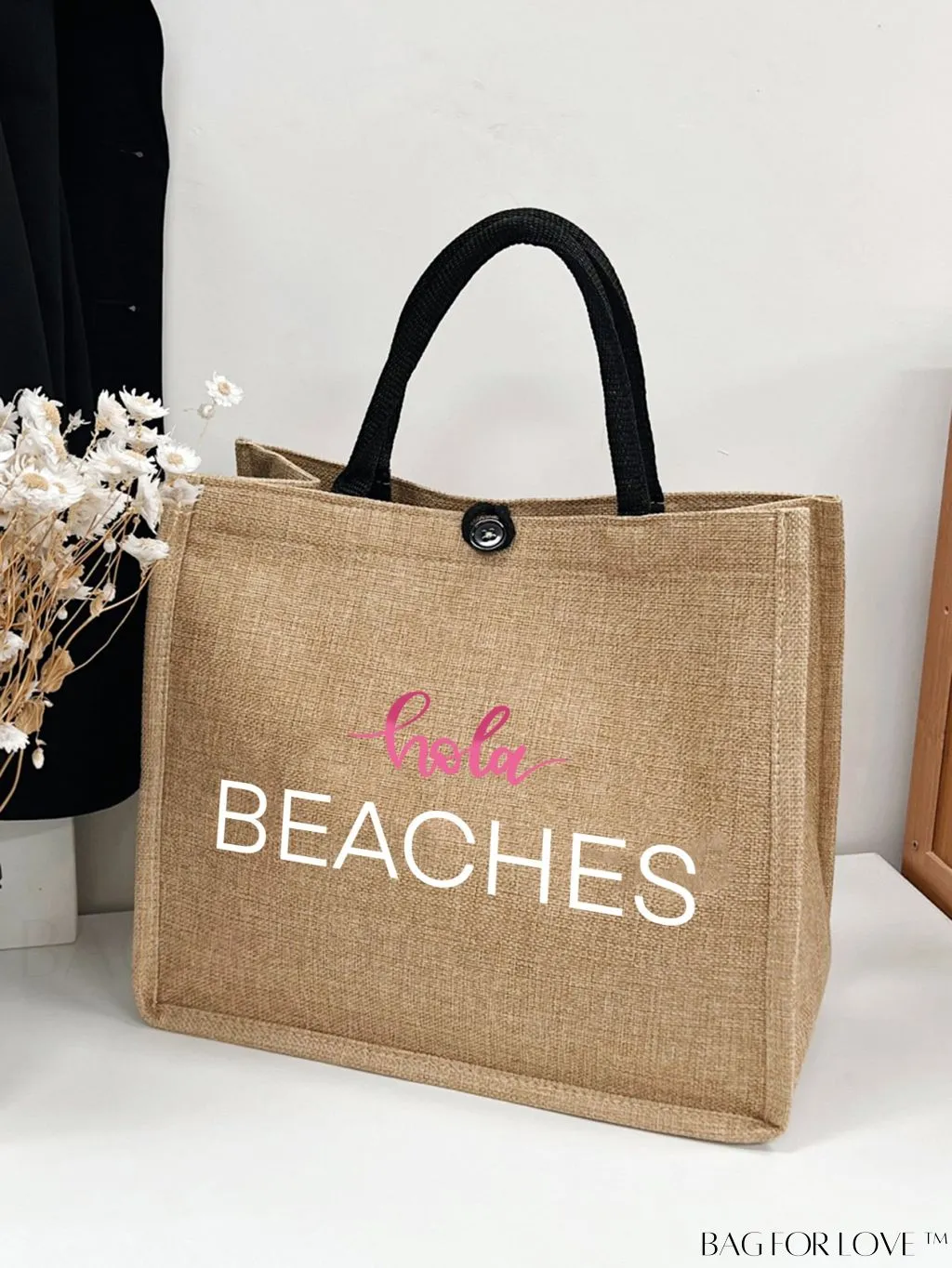 BagForLove - Stylish Woven Straw Beach Bag: Graphic Design, Large Capacity, Ideal for Womens Swim, Shopping, and Travel