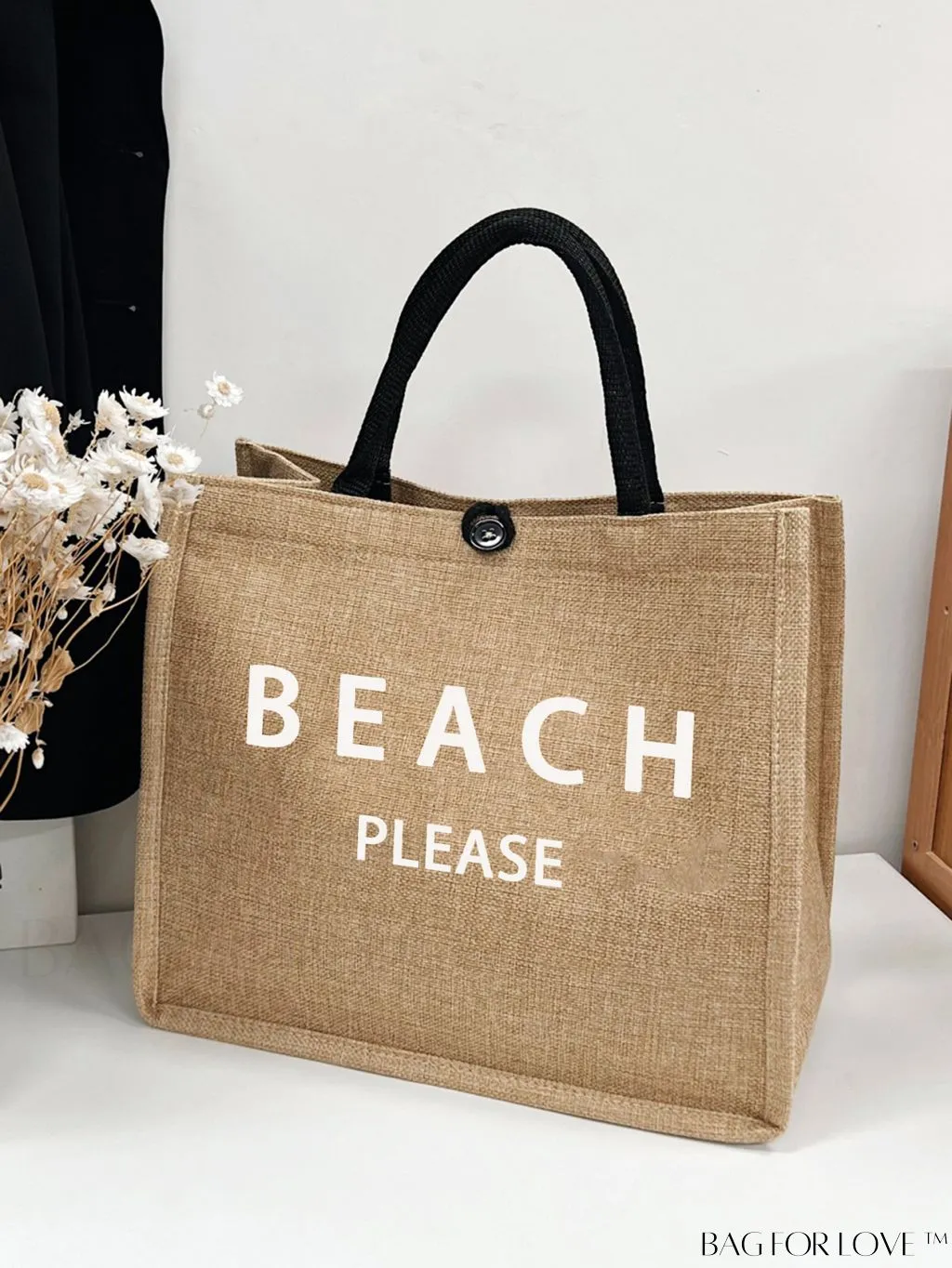 BagForLove - Stylish Woven Straw Beach Bag: Graphic Design, Large Capacity, Ideal for Womens Swim, Shopping, and Travel