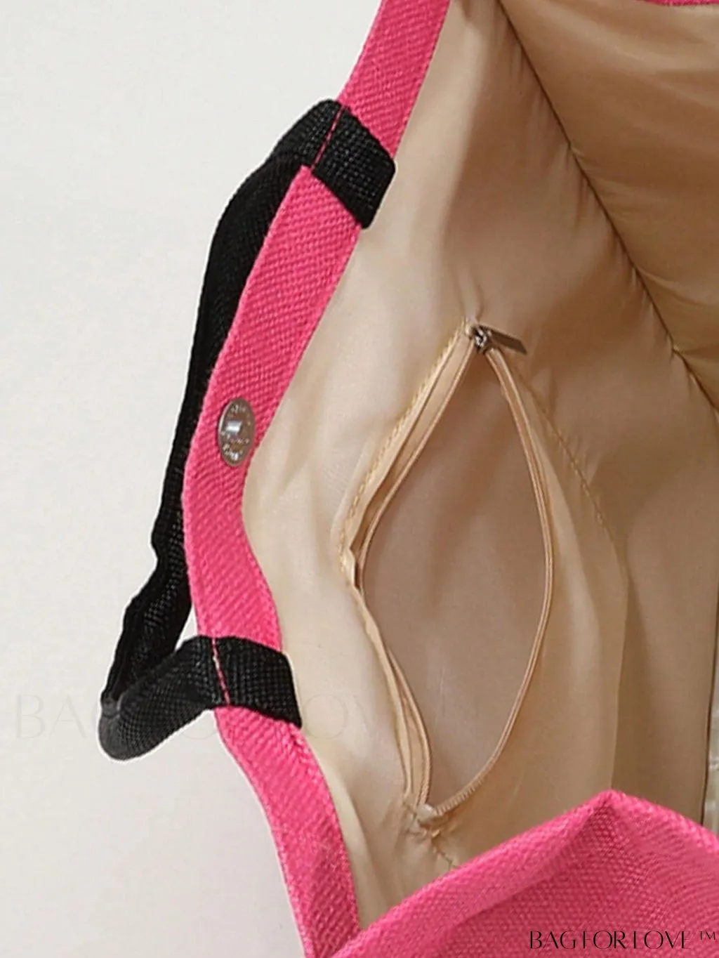 BagForLove - Stylish Woven Straw Beach Bag: Graphic Design, Large Capacity, Ideal for Womens Swim, Shopping, and Travel