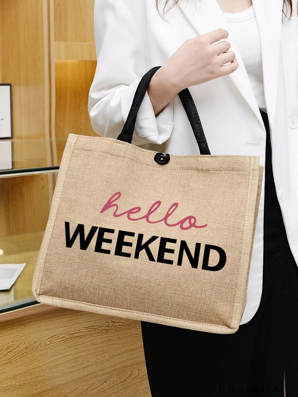 BagForLove - Stylish Woven Straw Beach Bag: Graphic Design, Large Capacity, Ideal for Womens Swim, Shopping, and Travel