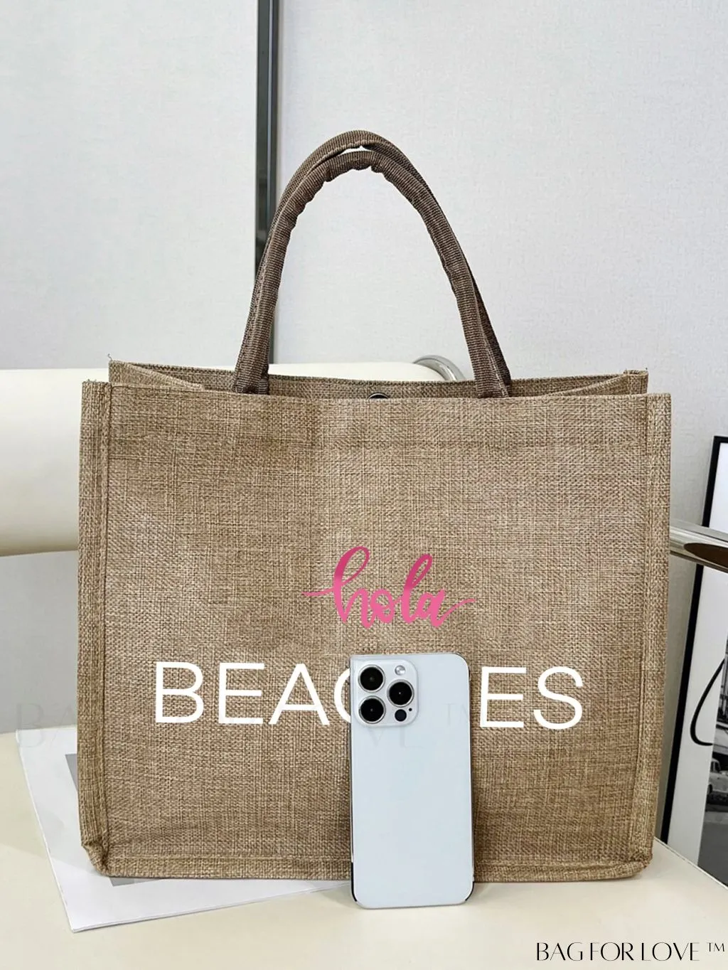 BagForLove - Stylish Woven Straw Beach Bag: Graphic Design, Large Capacity, Ideal for Womens Swim, Shopping, and Travel