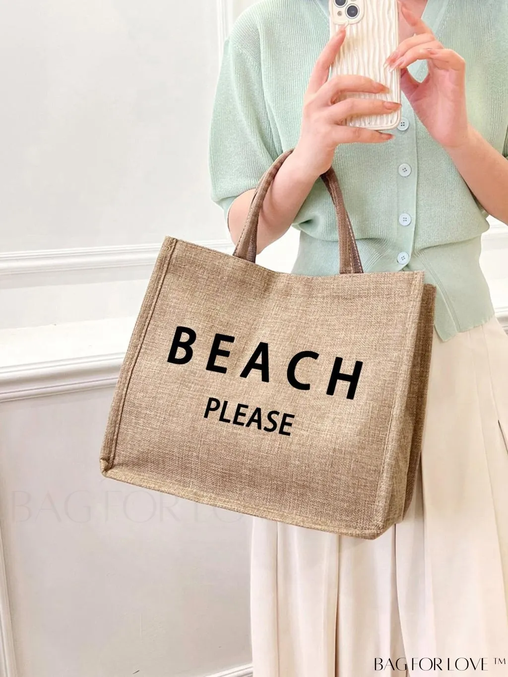 BagForLove - Stylish Woven Straw Beach Bag: Graphic Design, Large Capacity, Ideal for Womens Swim, Shopping, and Travel