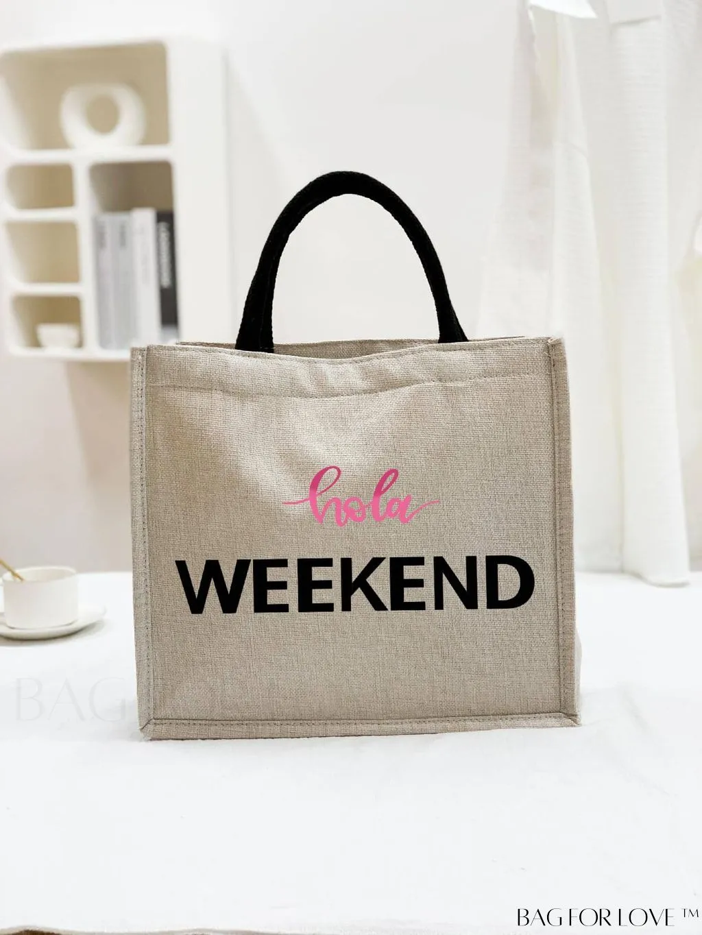 BagForLove - Stylish Woven Straw Beach Bag: Graphic Design, Large Capacity, Ideal for Womens Swim, Shopping, and Travel