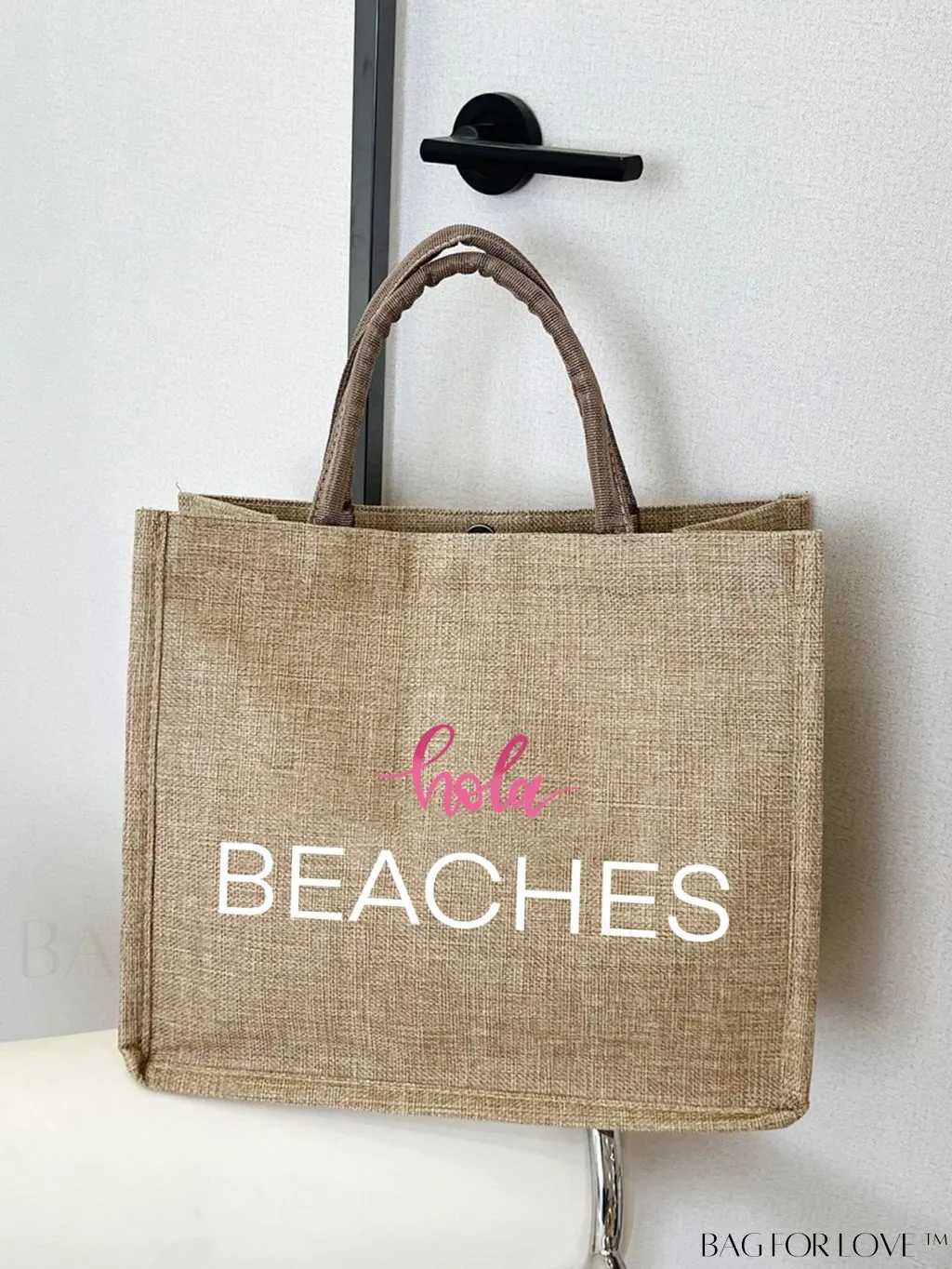 BagForLove - Stylish Woven Straw Beach Bag: Graphic Design, Large Capacity, Ideal for Womens Swim, Shopping, and Travel