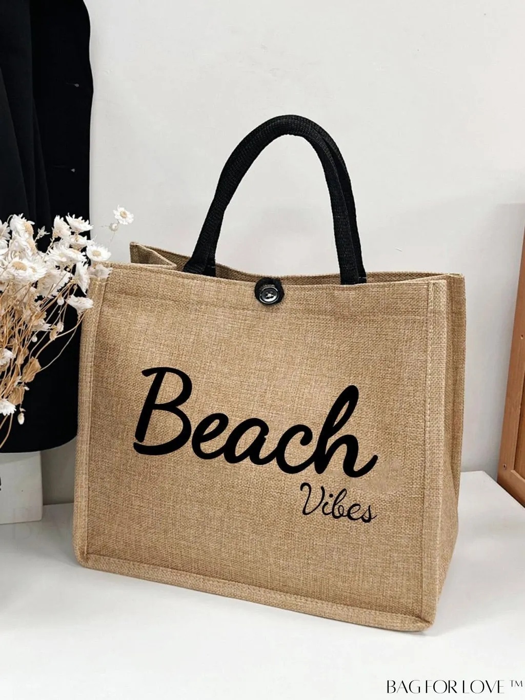 BagForLove - Stylish Woven Straw Beach Bag: Graphic Design, Large Capacity, Ideal for Womens Swim, Shopping, and Travel