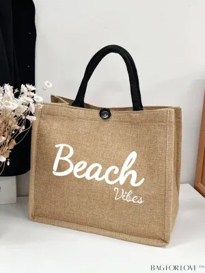 BagForLove - Stylish Woven Straw Beach Bag: Graphic Design, Large Capacity, Ideal for Womens Swim, Shopping, and Travel