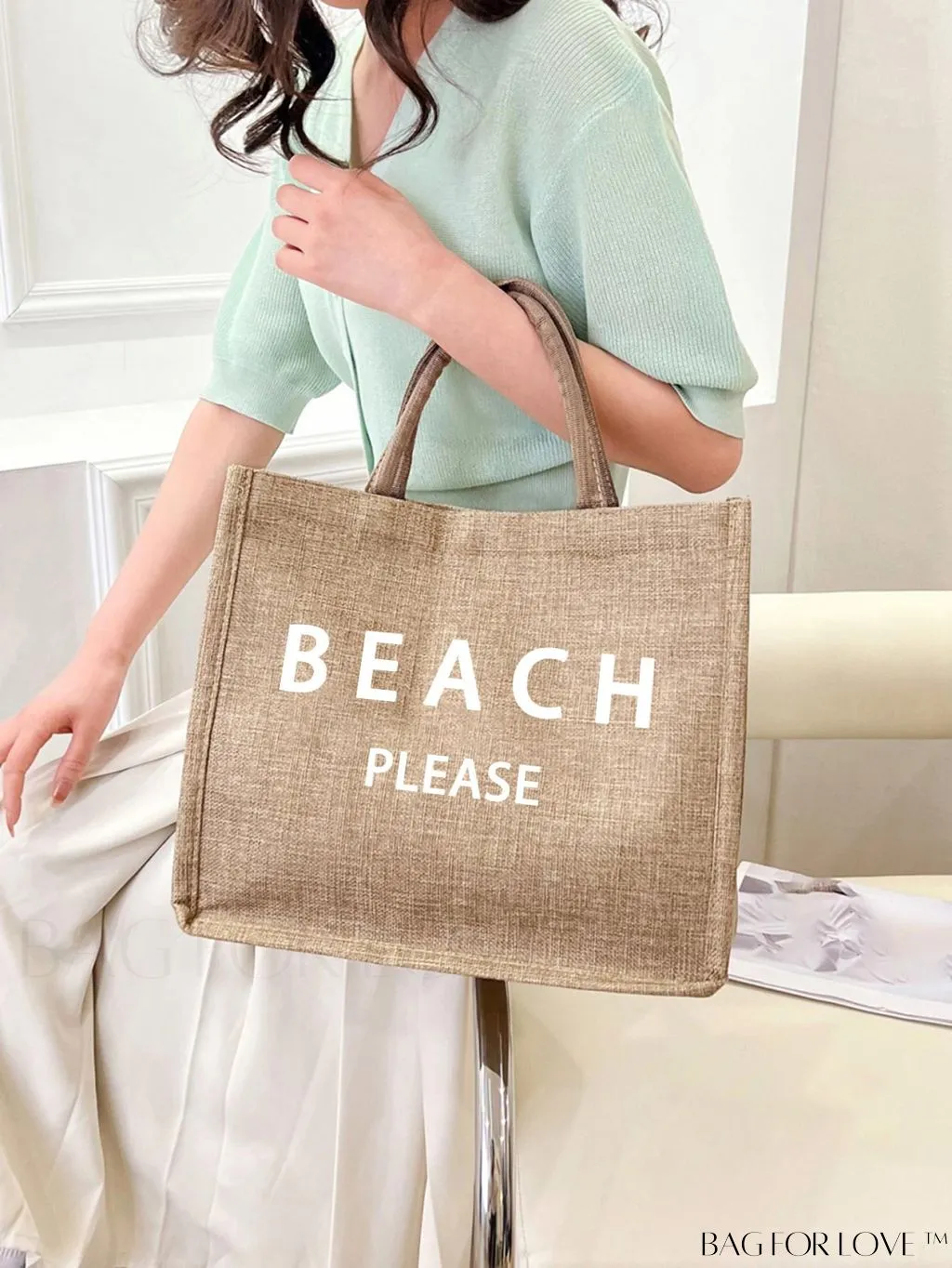BagForLove - Stylish Woven Straw Beach Bag: Graphic Design, Large Capacity, Ideal for Womens Swim, Shopping, and Travel