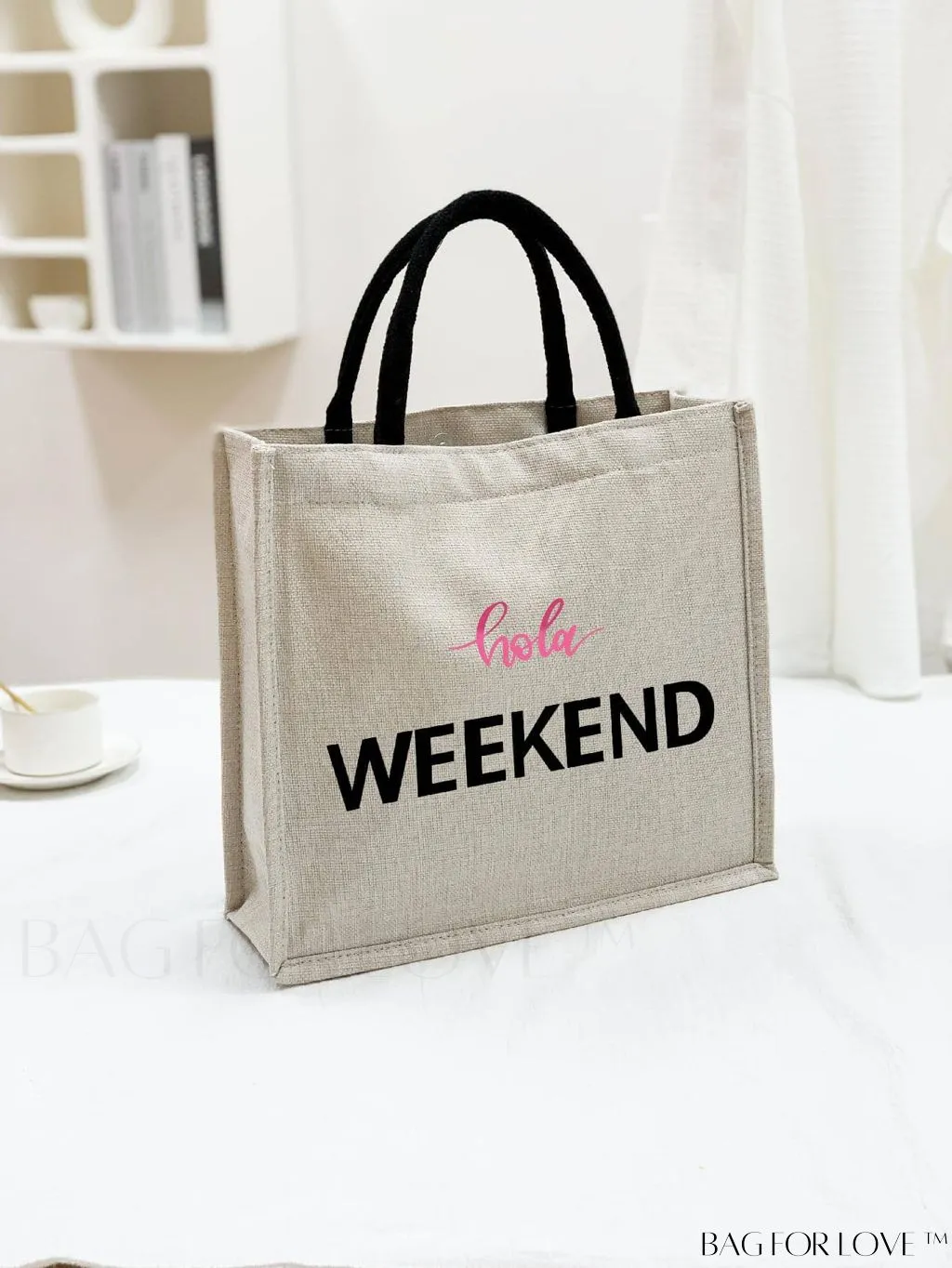 BagForLove - Stylish Woven Straw Beach Bag: Graphic Design, Large Capacity, Ideal for Womens Swim, Shopping, and Travel