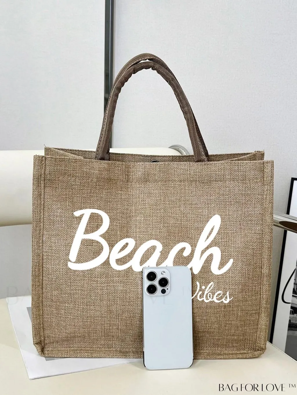 BagForLove - Stylish Woven Straw Beach Bag: Graphic Design, Large Capacity, Ideal for Womens Swim, Shopping, and Travel