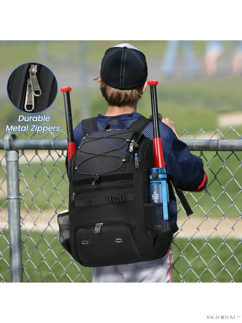 BagForLove - Water-Resistant Baseball Backpack For Adults With Bat Sleeve and Fence Hook