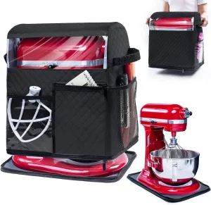 BAGSPRITE Stand Mixer Cover with Detachable Appliance Sliders Base Compatible with KitchenAid Mixer-Storage Bag for 6/7/8 Quart with Pockets for Kitchen Aid Accessories and Attachments