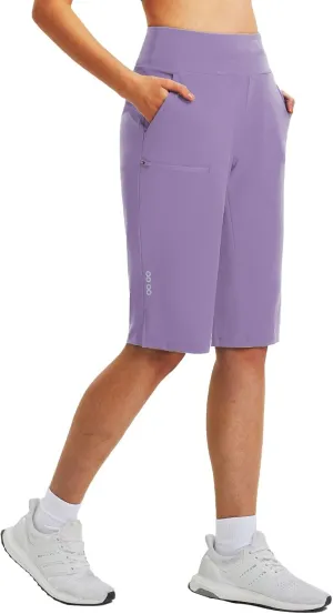 baleaf Women's 14'' Long Shorts Knee Length Capris Quick Dry Lightweight Cargo Hiking Cycling Zipper Pockets UPF 50 