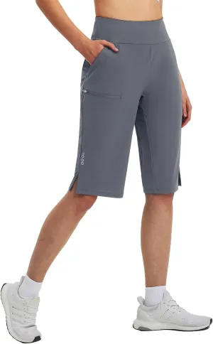 baleaf Women's 14'' Long Shorts Knee Length Capris Quick Dry Lightweight Cargo Hiking Cycling Zipper Pockets UPF 50 