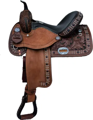 Barrel Racing Western Leather Horse Saddle Handmade Premium Horseback Comfort Riding Trail Equestrian Tooled Carved Horse Sdadles for Horse Riding Size: 10"-18" inches Seat, MOB237