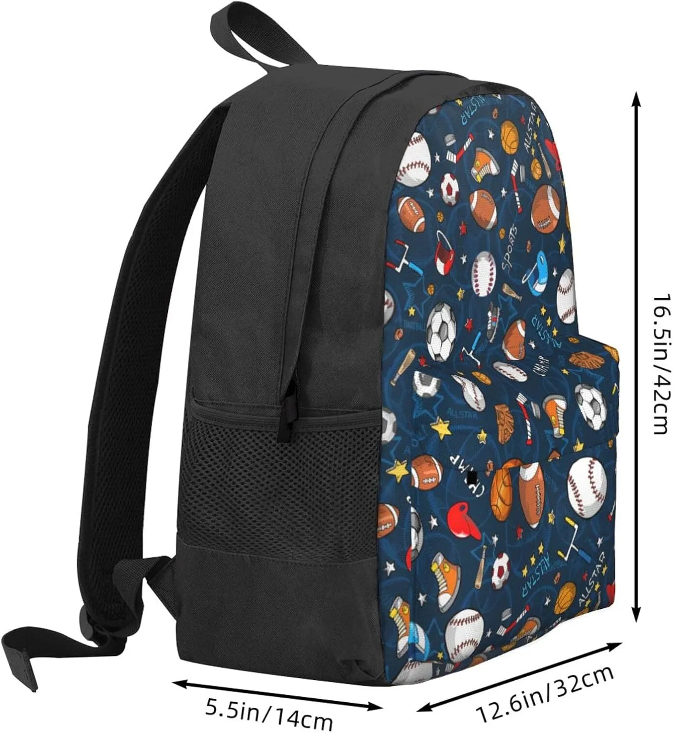 Baseball Basketball Football Hockey Print Storage Bag, Shoulder Bag, Leisure Bag, Large Capacity Leisure Travel Shoulder Bag
