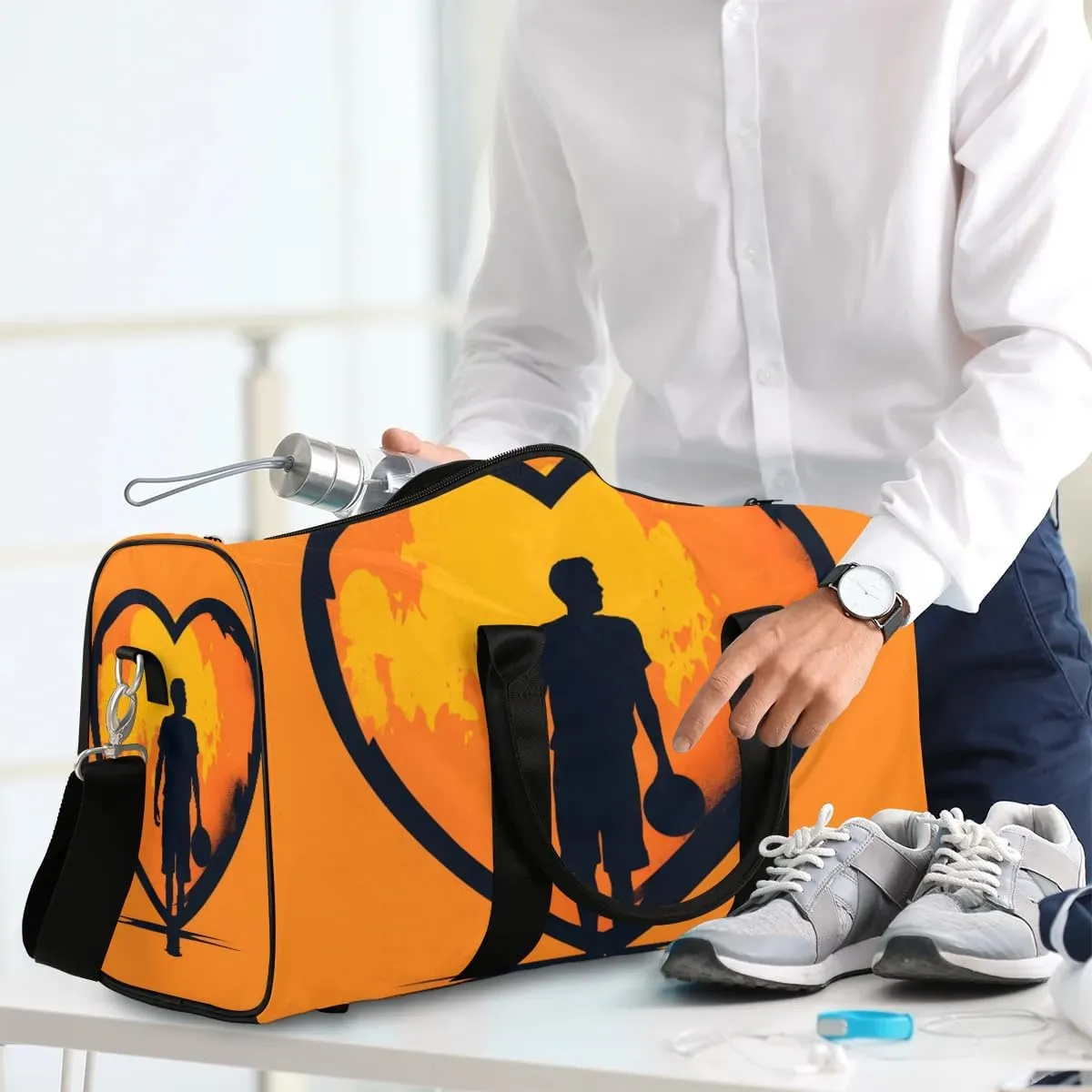 Basketball player playing basketball Travel Duffel Bag for Women Men Waterproof Foldable Overnight Weekender Bag Large Capacity Sports Gym Bag