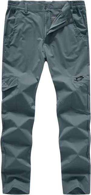 BASUDAM Men's Cargo Hiking Pants Quick Dry Lightweight Stretch Water Resistant Summer Outdoor Work Travel with Pockets