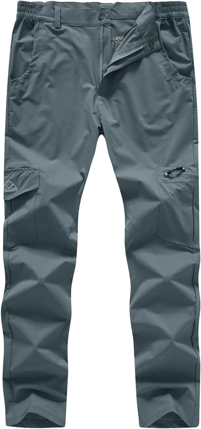 BASUDAM Men's Cargo Hiking Pants Quick Dry Lightweight Stretch Water Resistant Summer Outdoor Work Travel with Pockets