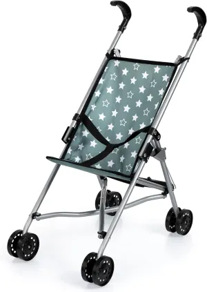 Bayer Design Dolls: Buggy Umbrella Stroller - Green & White Stars - Accessory for Dolls Up to 18", Foldable Design, Seat Belt, Kids Toy, Ages 3 