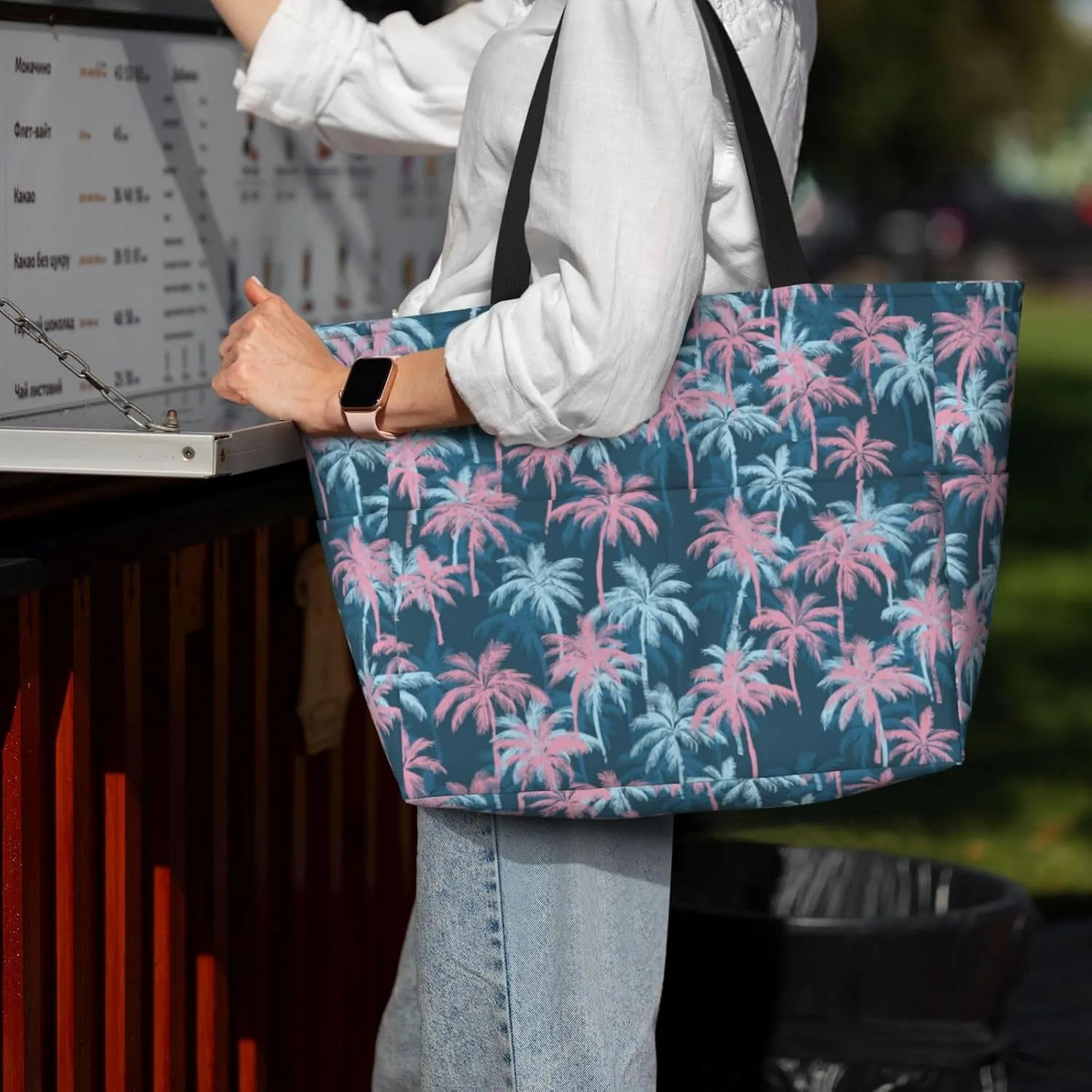 Beach Bag for Women Beach Tote Bag Waterproof Sandproof Large Bags with Zipper Big Capacity for Vacation Travel
