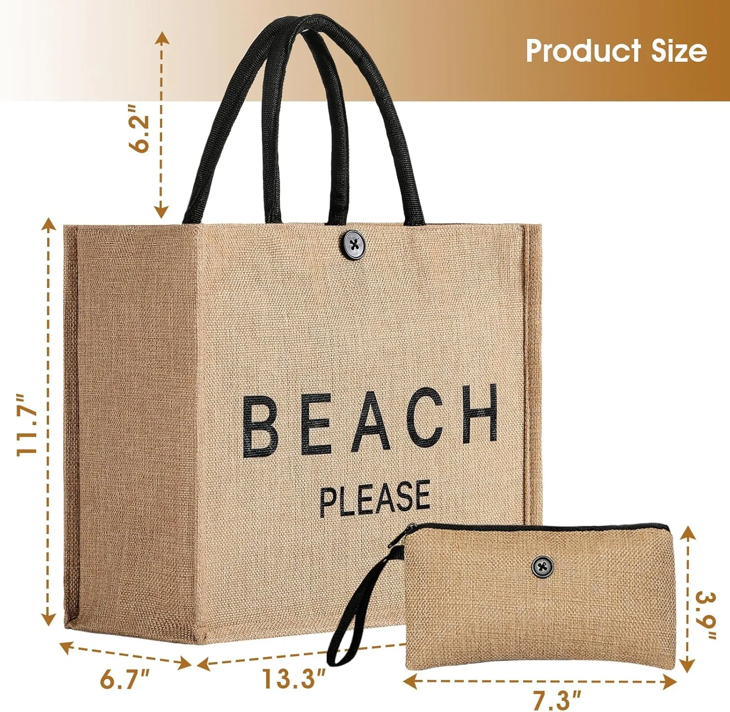Beach Bag, Large Beach Bag for Women, Woven Straw Tote Bag, Weaving Swim Gym Shopping Travel Bag with Button
