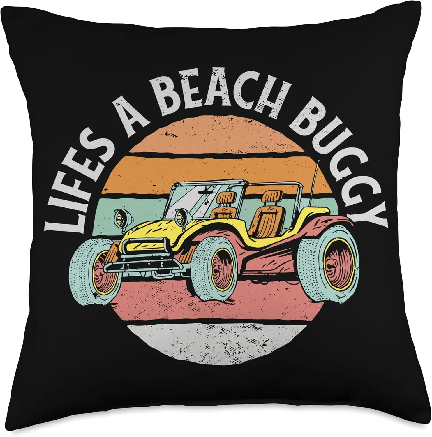Beach Buggy Retro Design Summer Theme Throw Pillow