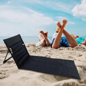 Beach Mat Lounge Chair Portable Folding Floor Seat with Backrest Lightweight Camping Chair Lazy Lounger for Garden Park Lawn Picnic(Black)
