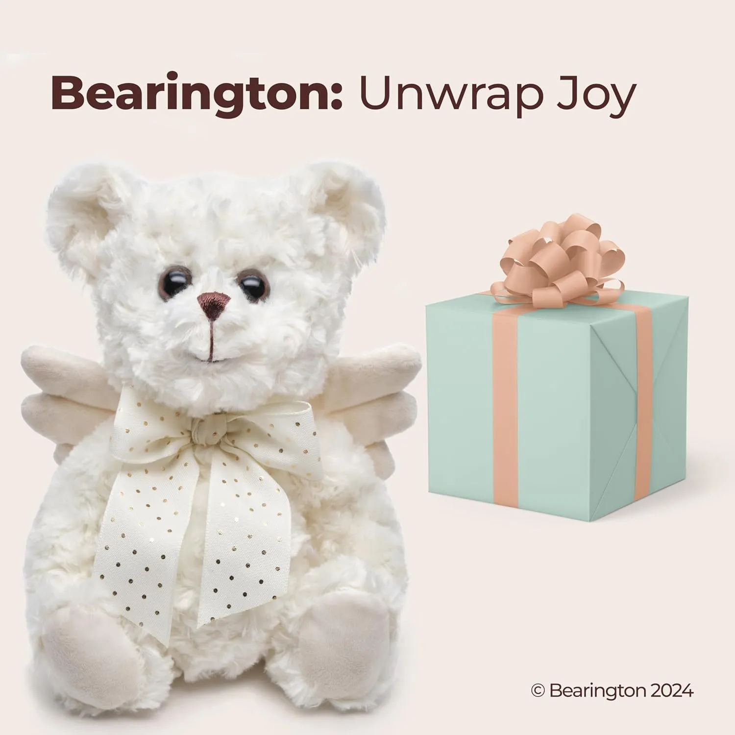 Bearington Peace, 12 Inch Teddy Bear Angel Stuffed Animal, Makes a Great Guardian Angel Gift for Christening, Bereavement, Memory, Sympathy