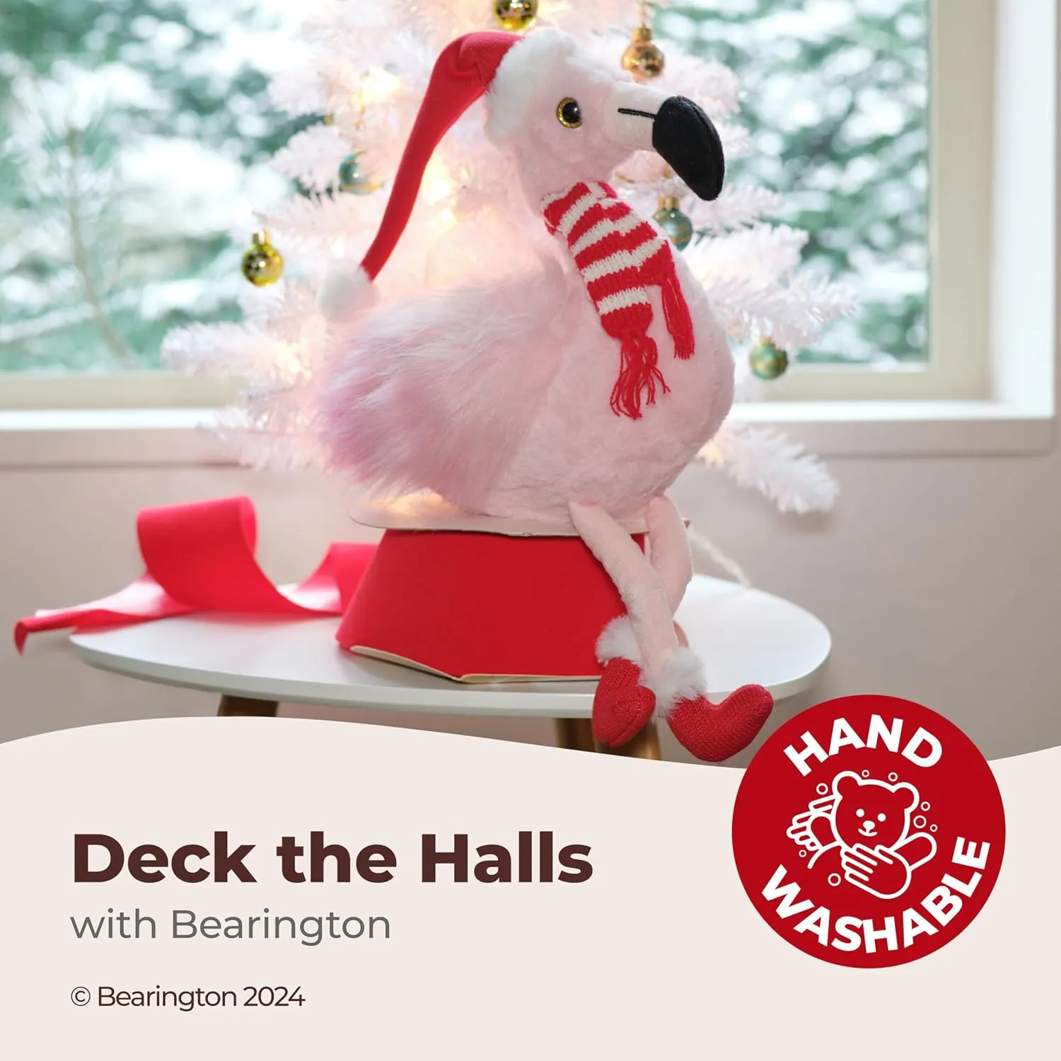 Bearington Pluma The Festive Flamingo Stuffed Animal, Christmas Flamingo, 8.5 Inch Flamingo Christmas Decoration, Ideal Holiday Stuffed Animal Gift for Toddlers, Kids & Teens