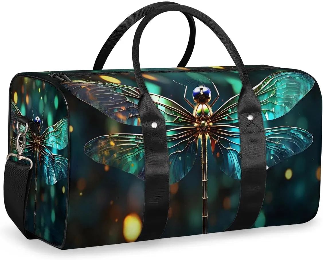 Beautiful Dragonfly Travel Duffel Bag for Women Men Waterproof Foldable Overnight Weekender Bag Large Capacity Sports Gym Bag