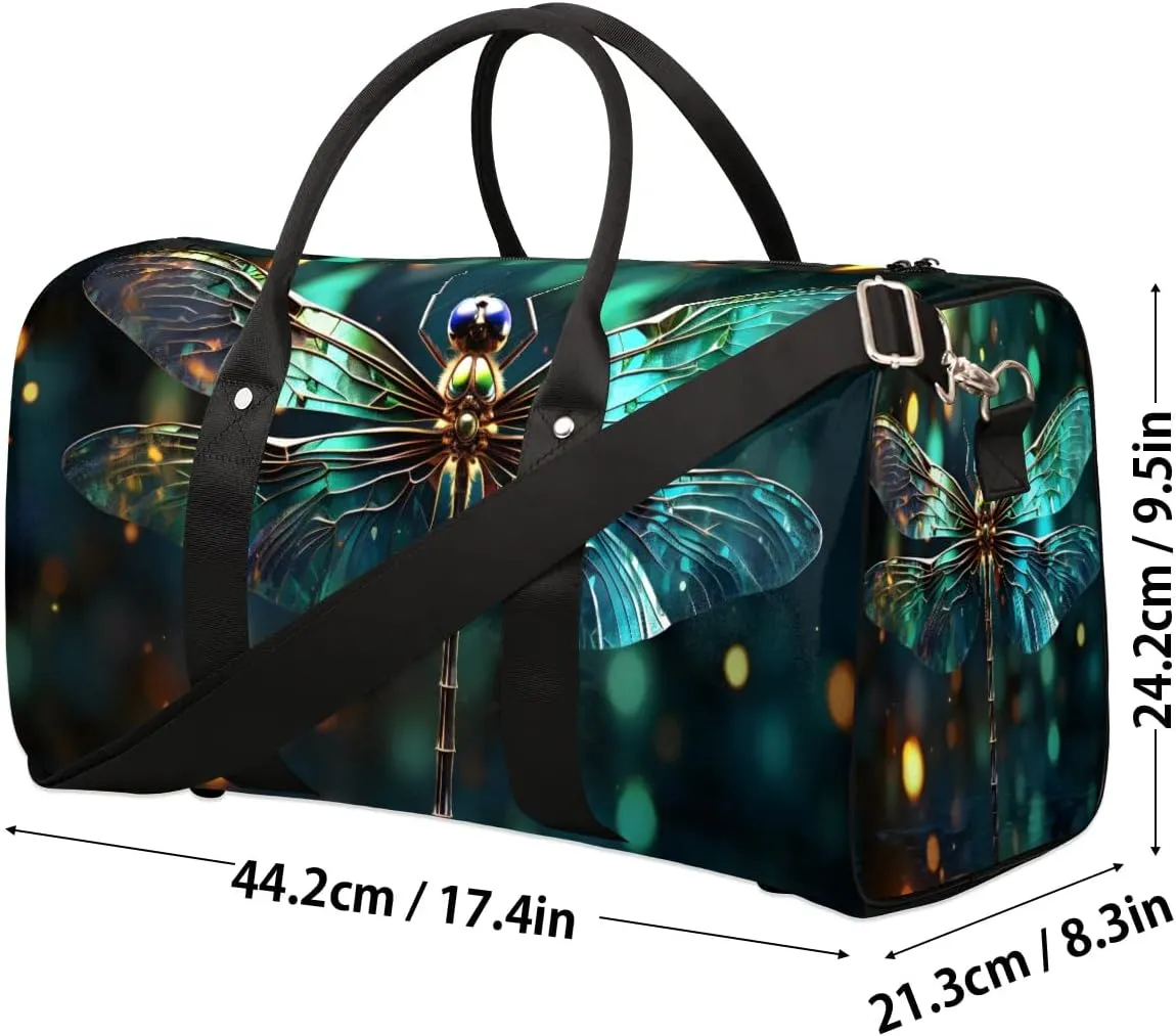 Beautiful Dragonfly Travel Duffel Bag for Women Men Waterproof Foldable Overnight Weekender Bag Large Capacity Sports Gym Bag