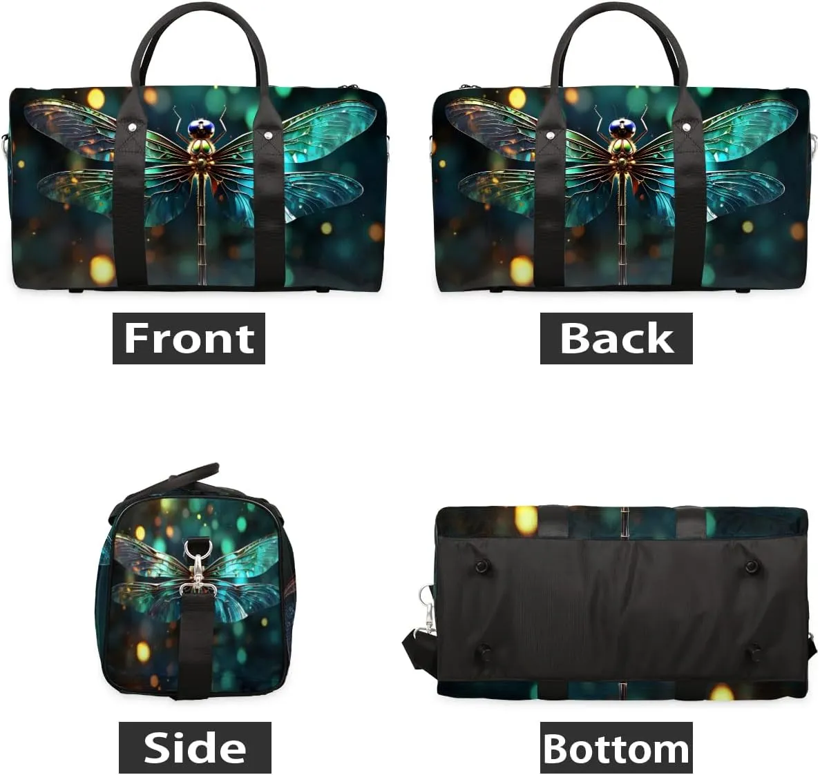 Beautiful Dragonfly Travel Duffel Bag for Women Men Waterproof Foldable Overnight Weekender Bag Large Capacity Sports Gym Bag