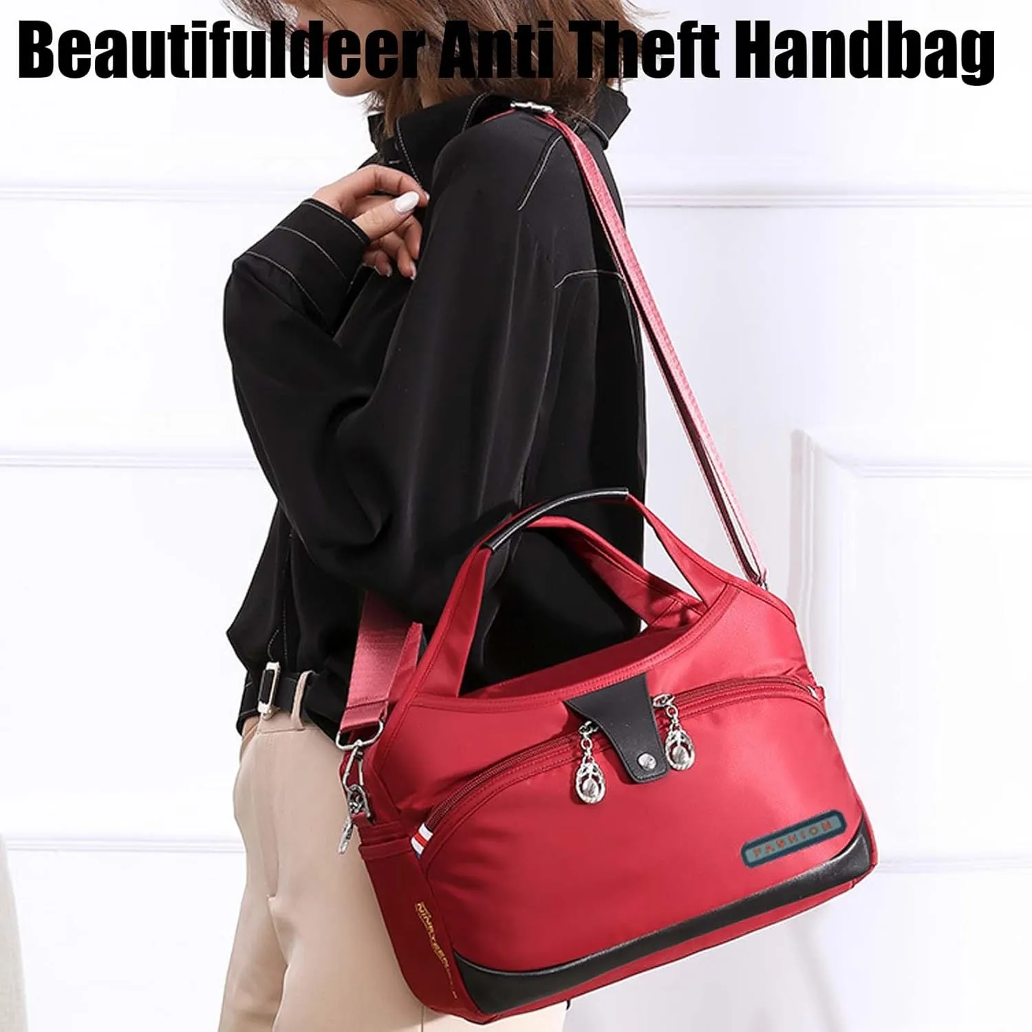 Beautifuldeer Anti Theft Handbag, Beautiful Deer Anti Theft Bag, Large Capacity Waterproof Nylon Handbag