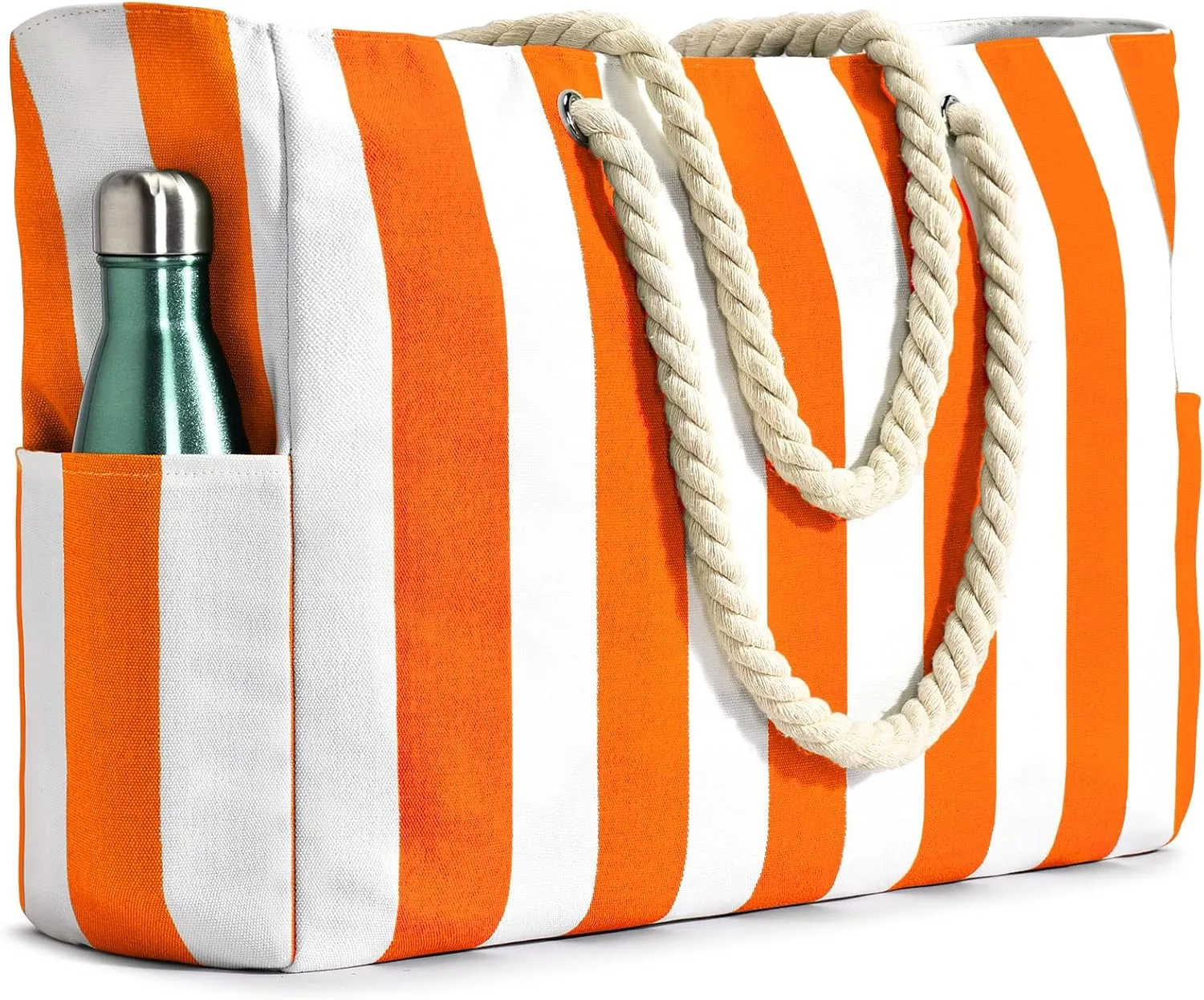 Becokan Women's Pool Swim Bag - Waterproof Sandproof Large Stripe Beach Tote with Zipper
