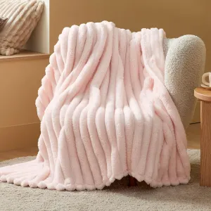 Bedsure Pink Throw Blanket for Couch - Super Soft Cozy Blankets for Women, Cute Small Fleece Throws for Girls,50x60 Inches, Wider Striped Design，Pink Christmas Decor
