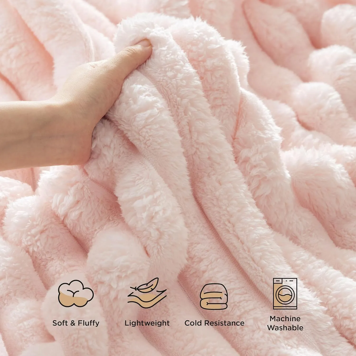 Bedsure Pink Throw Blanket for Couch - Super Soft Cozy Blankets for Women, Cute Small Fleece Throws for Girls,50x60 Inches, Wider Striped Design，Pink Christmas Decor