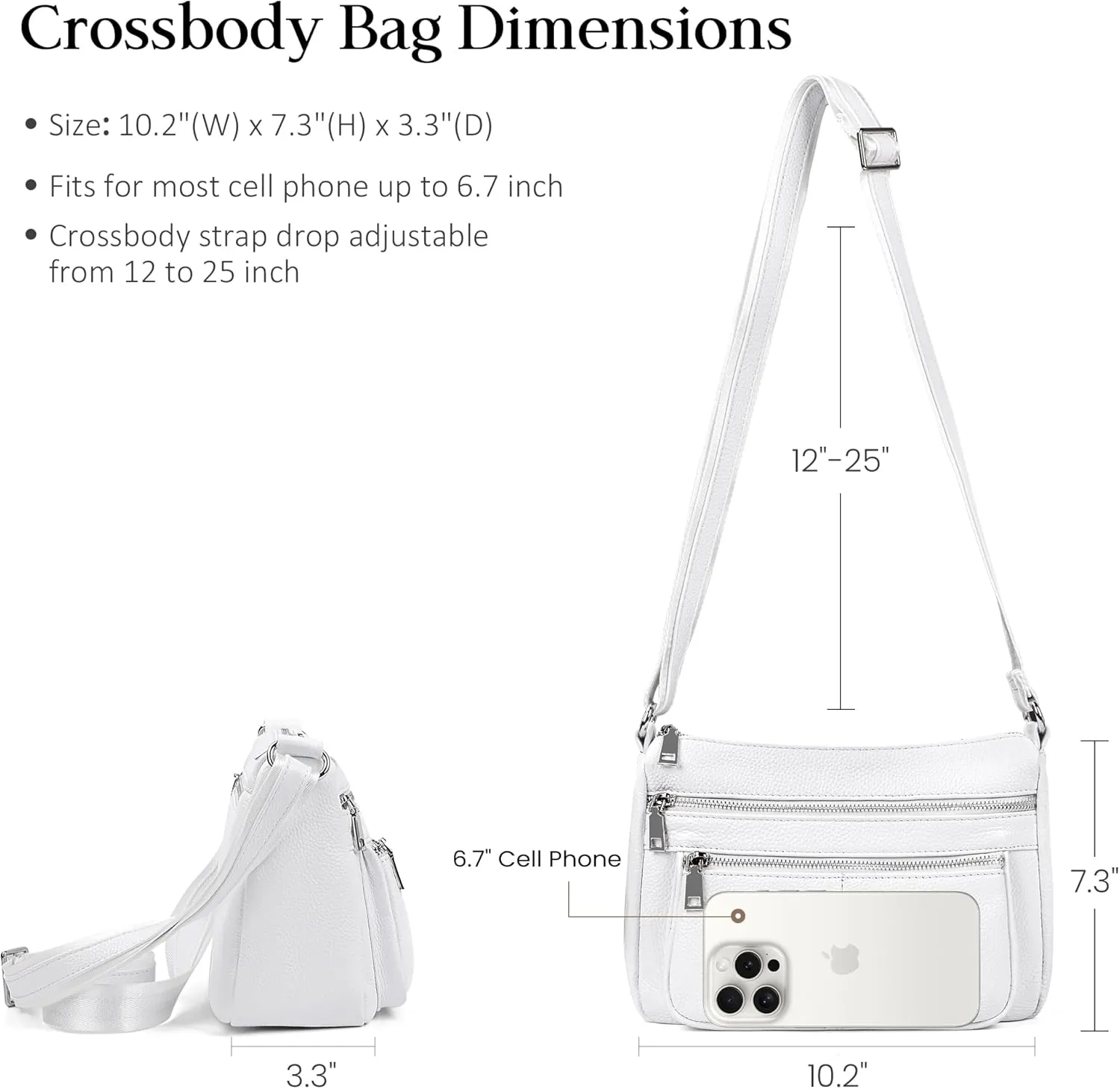 befen Genuine Leather Crossbody Purses for Women, Woman Medium Pocketbooks Shoulder Bags Handbags with Multi Zipper Pockets