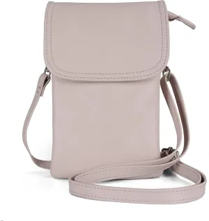 befen Genuine Leather Small Crossbody Bags for Women Cell Phone Bag Cross Body Purses,Silver Zipper