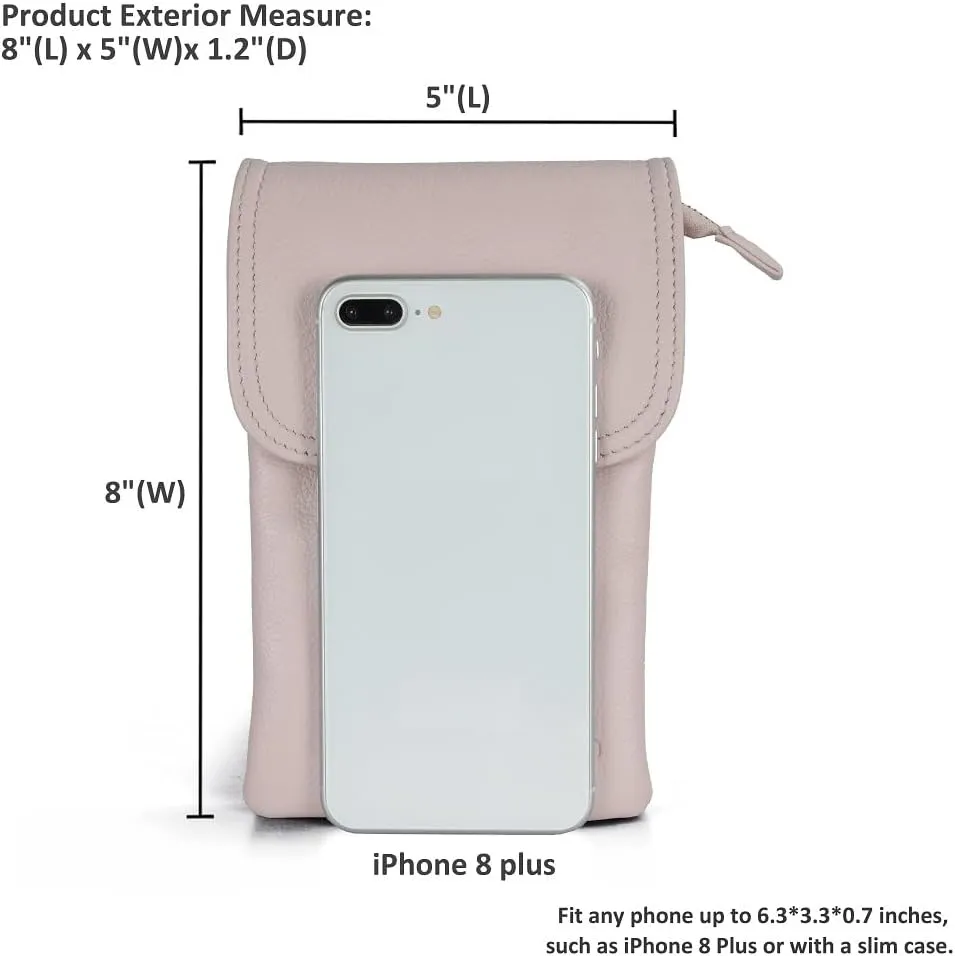 befen Genuine Leather Small Crossbody Bags for Women Cell Phone Bag Cross Body Purses,Silver Zipper