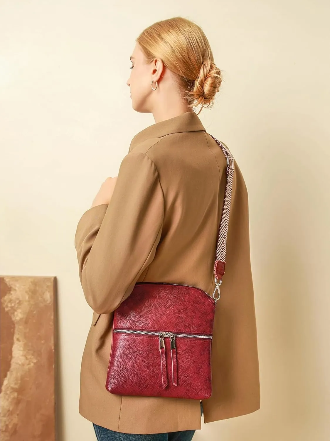 befen Genuine Leather Small Crossbody Purses for Women Travel Cross Body Bags Lightweight with Adjustable Shoulder Strap