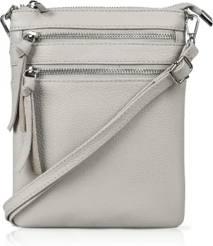 befen Small Genuine Leather Crossbody Purses for Women Trendy Travel Shoulder Handbags with Multiple Zipper Pockets