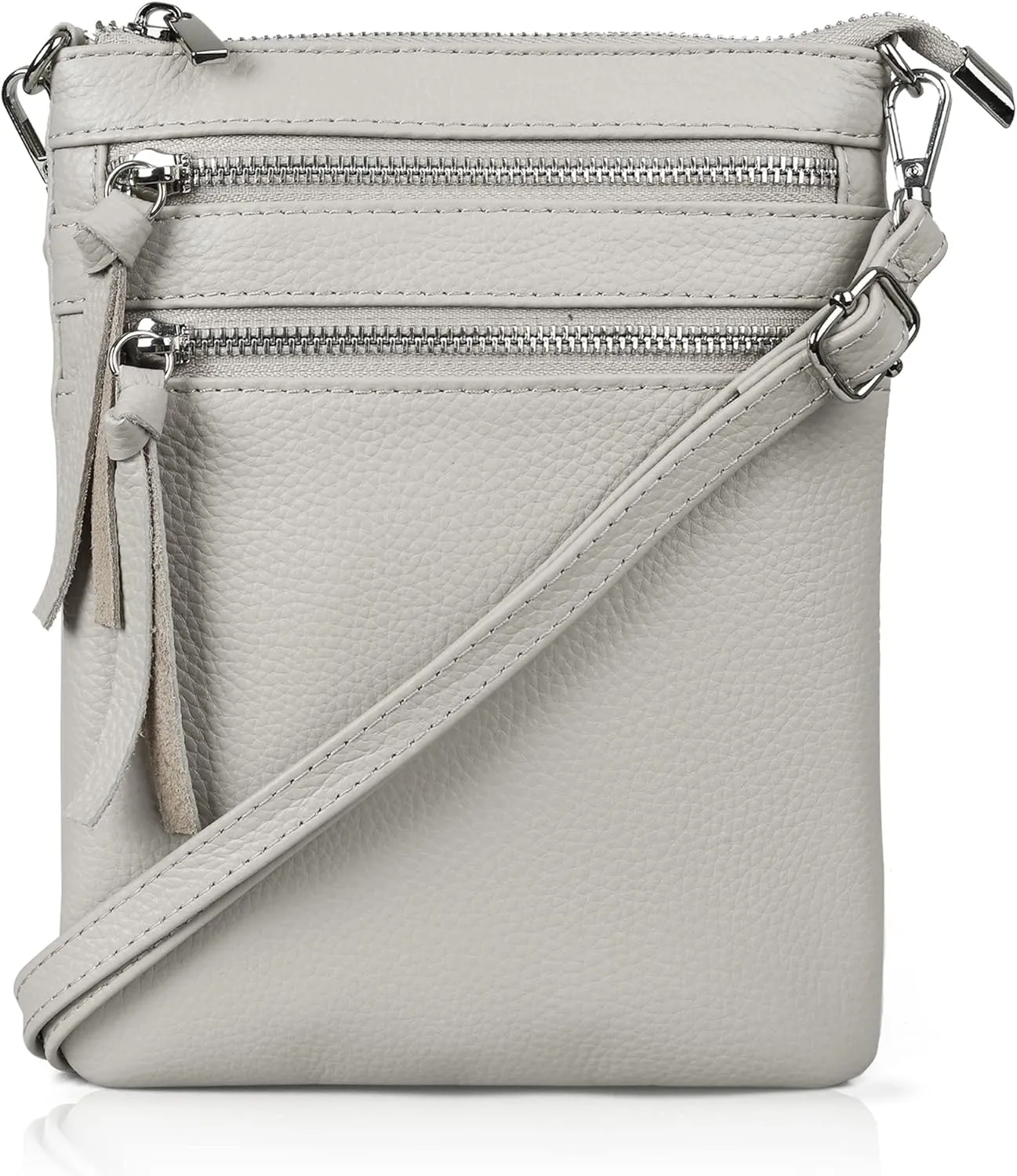 befen Small Genuine Leather Crossbody Purses for Women Trendy Travel Shoulder Handbags with Multiple Zipper Pockets