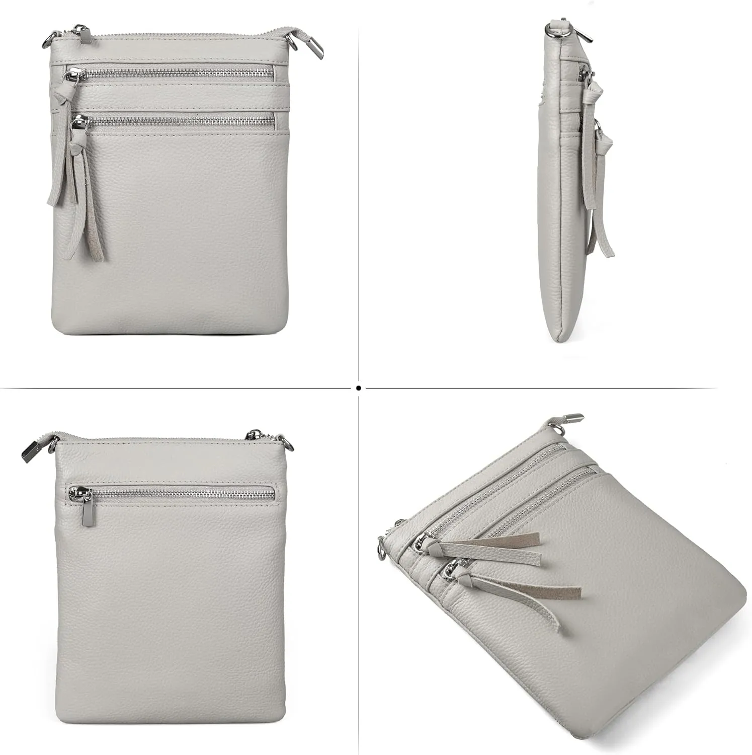 befen Small Genuine Leather Crossbody Purses for Women Trendy Travel Shoulder Handbags with Multiple Zipper Pockets